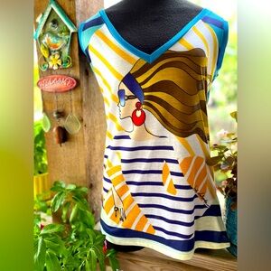 Jordi Labanda Artistic Modern Visual Woman Image Design V Neck Pullover Tee Top